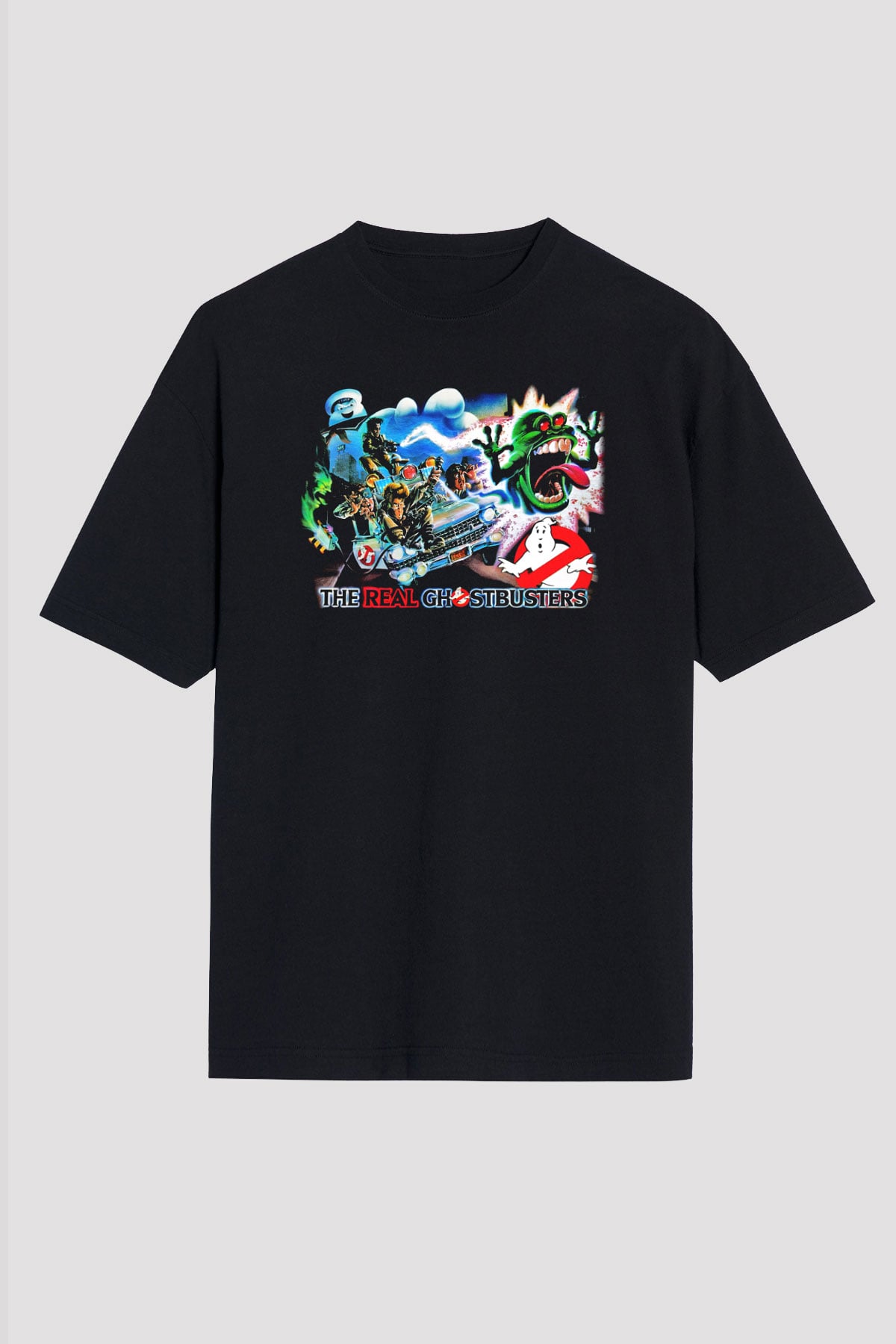 The Real Ghostbusters Hayalet Avcıları Siyah Unisex Oversize Tişört