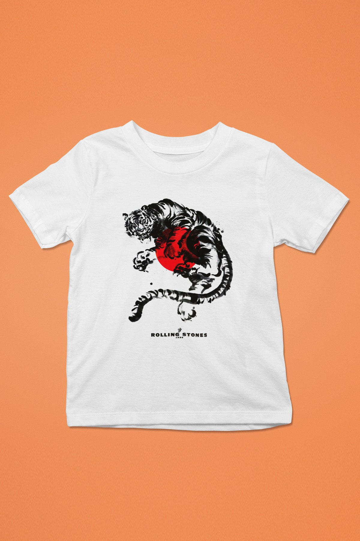 The Rolling Stones Logo Baskılı Beyaz Unisex Çocuk Tişört