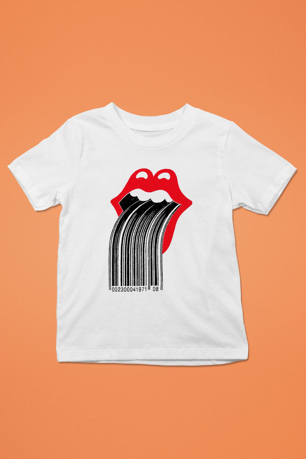 The Rolling Stones Logo Baskılı Beyaz Unisex Çocuk Tişört