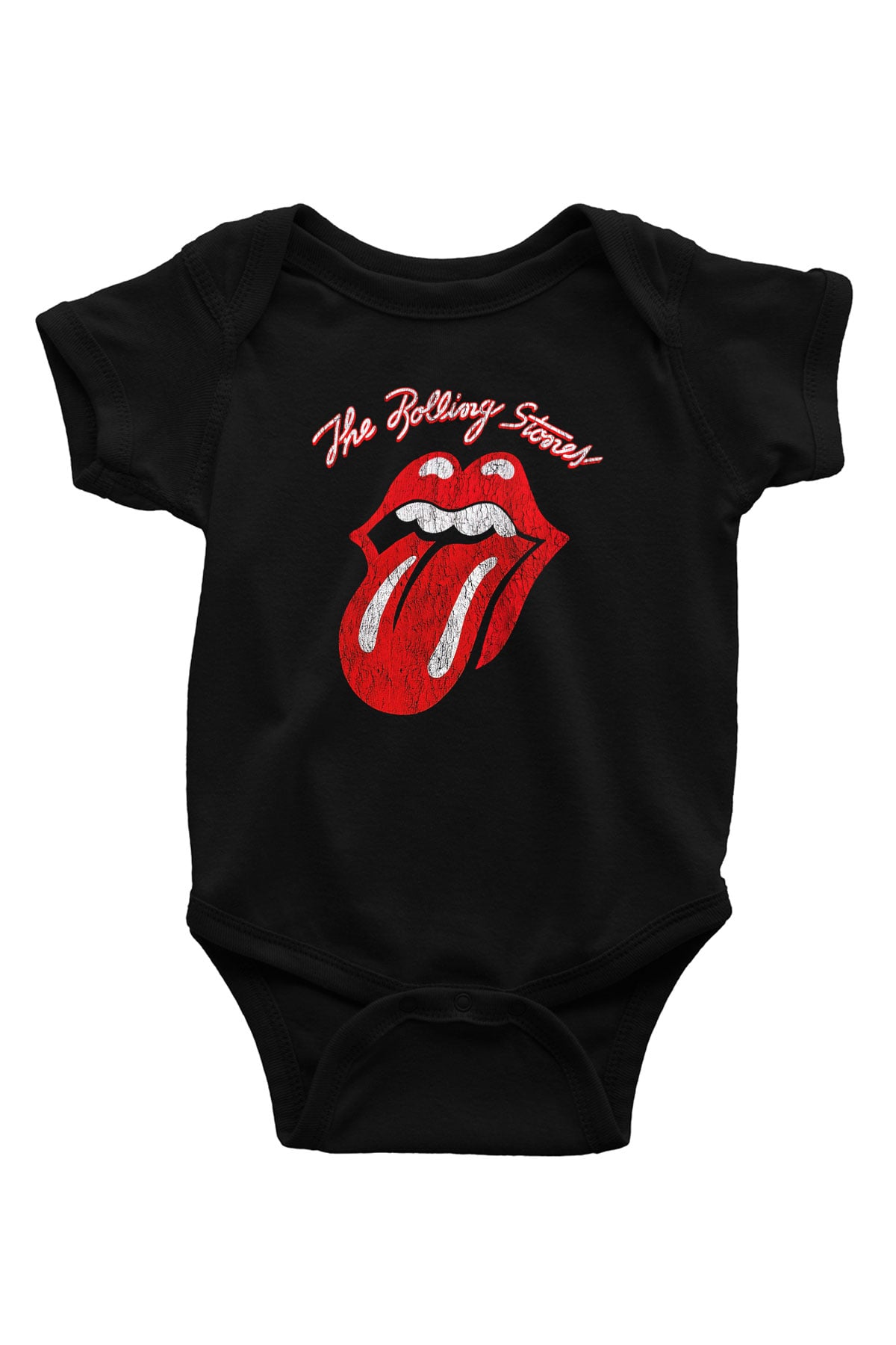 The Rolling Stones Logo Baskılı Siyah Bebek Body - Zıbın