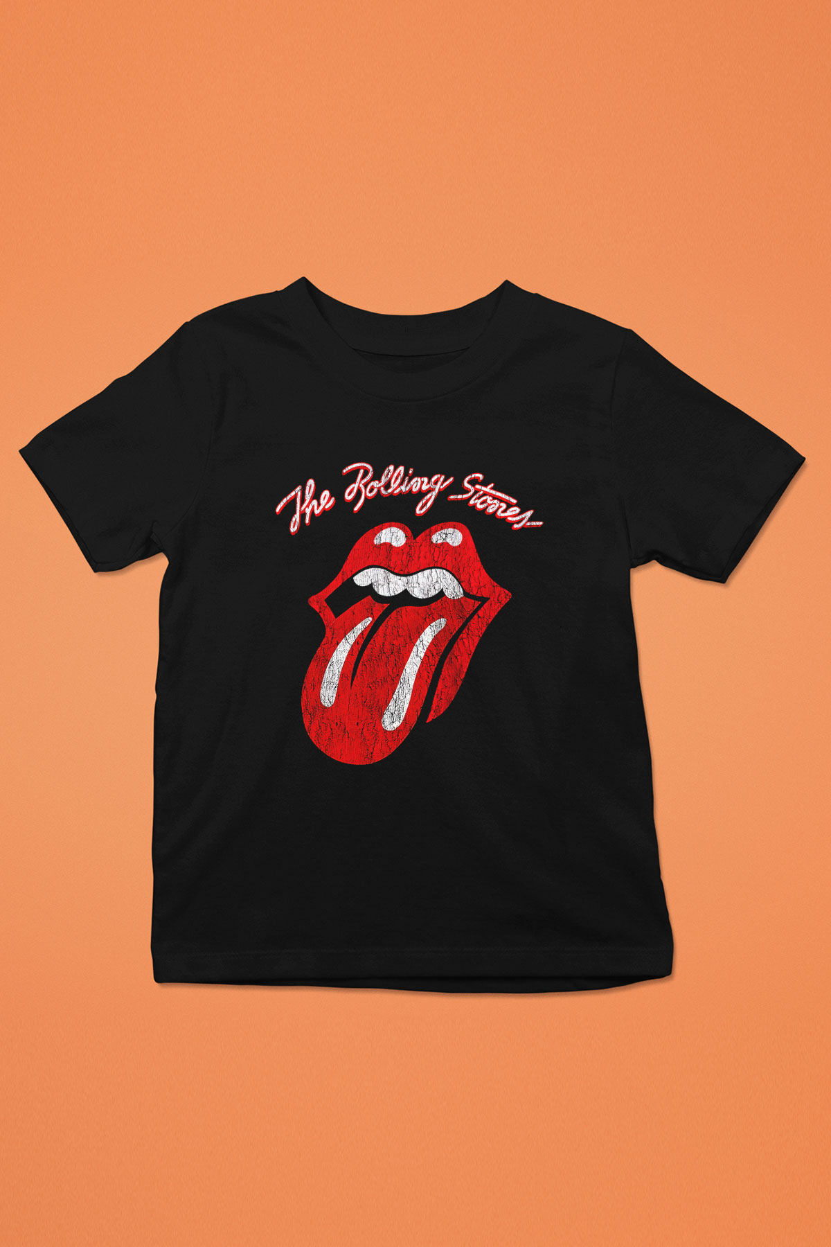 The Rolling Stones Logo Baskılı Siyah Unisex Çocuk Tişört
