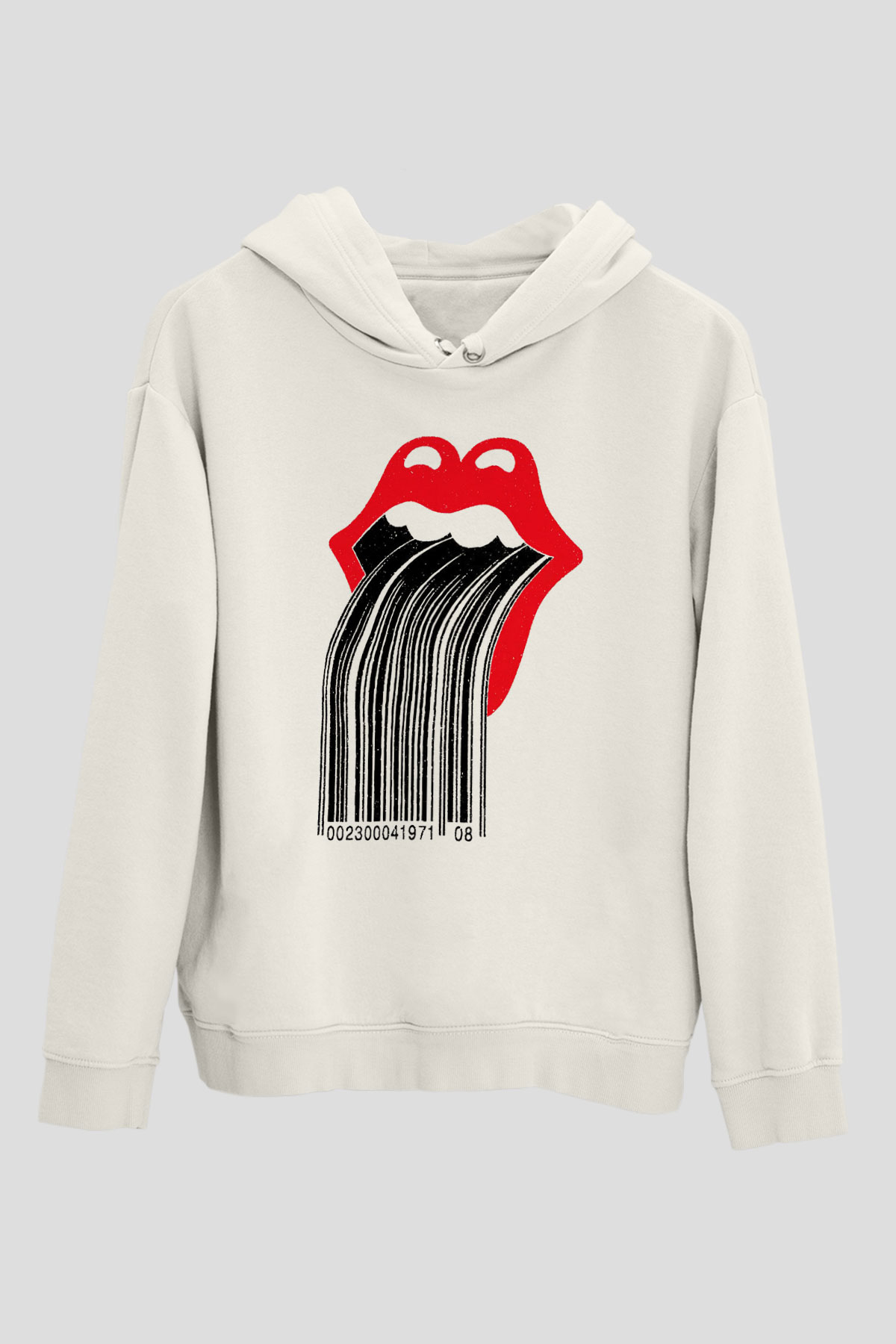 The Rolling Stones Logo Beyaz Unisex Kapşonlu Sweatshirt