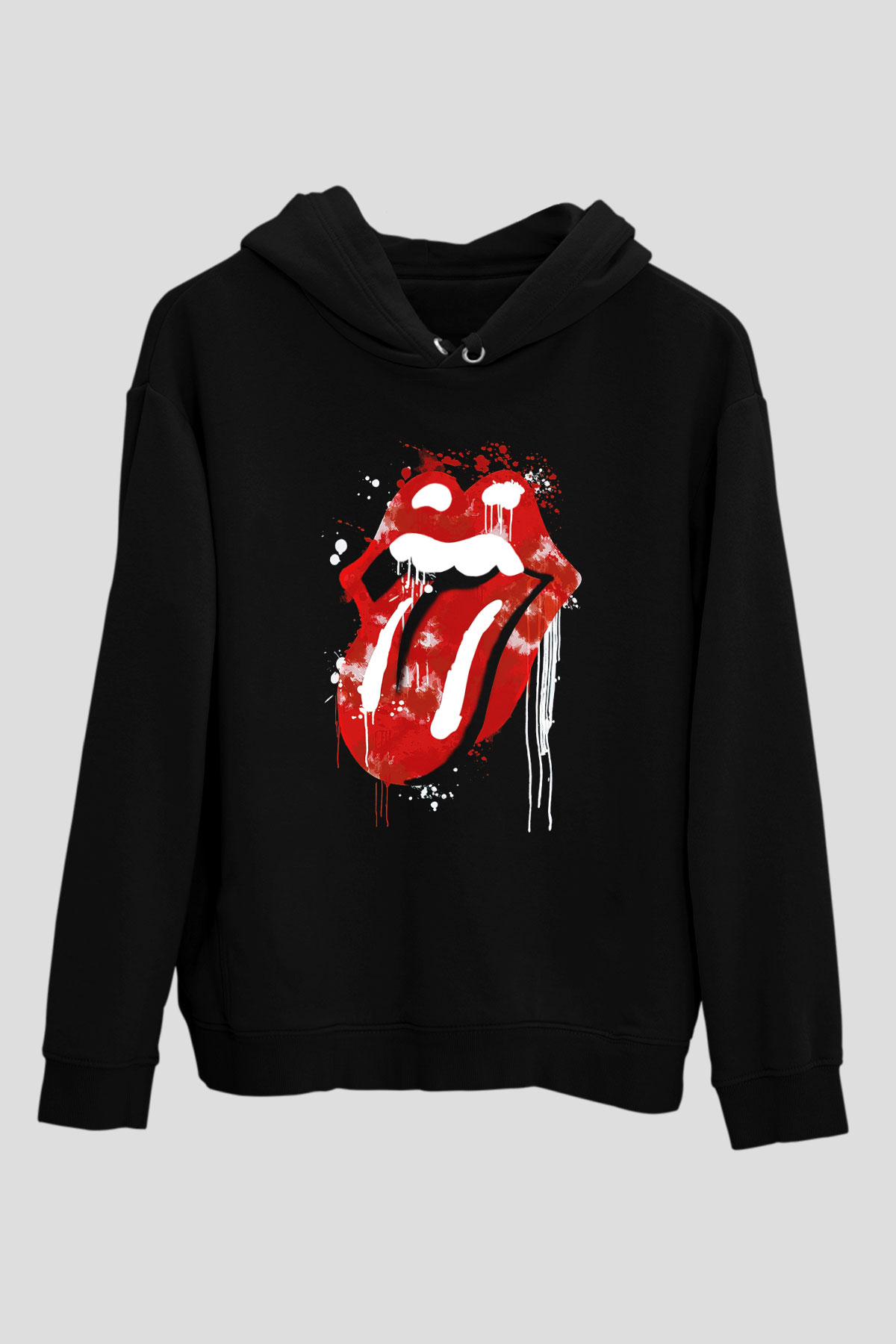 The Rolling Stones Logo Siyah Unisex Hoodie
