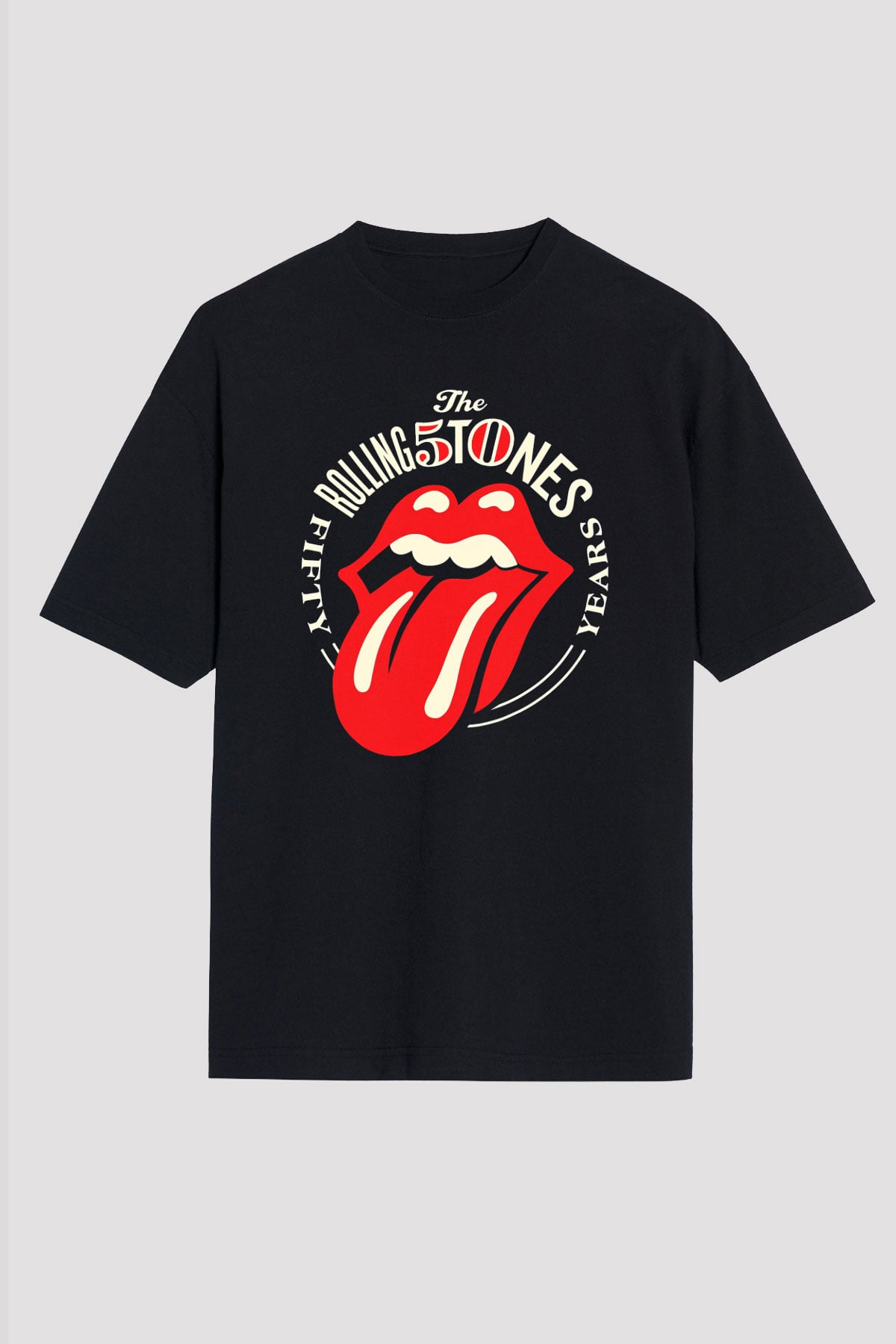 The Rolling Stones Logo Siyah Unisex Oversize Tişört T-Shirt