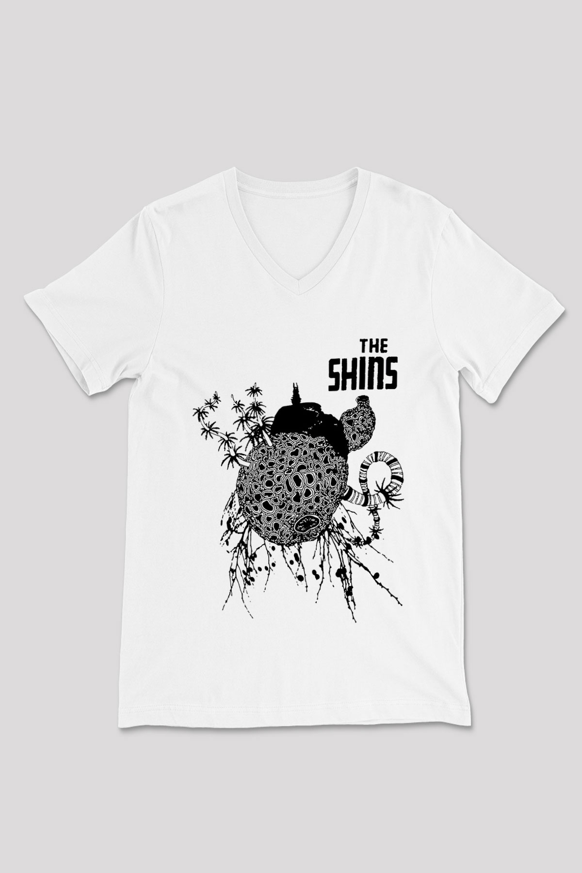 The Shins Beyaz Unisex V Yaka Tişört T-Shirt
