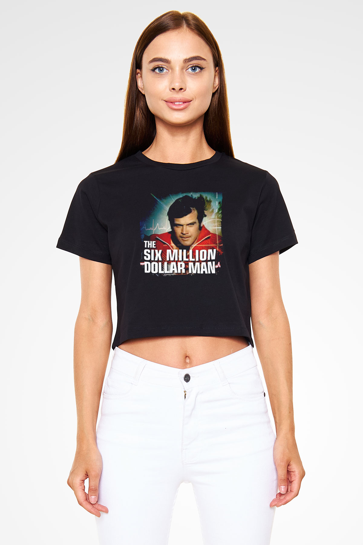 The Six Million Man Dollar Siyah   Crop Top Tişört