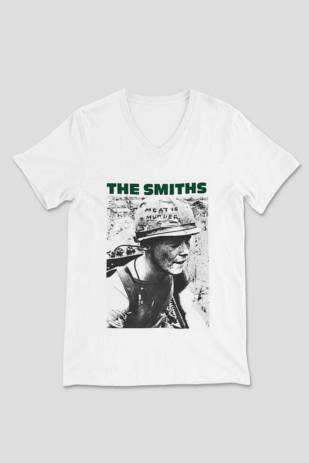 The Smiths Baskılı Beyaz Unisex V Yaka Tişört - Tshirt