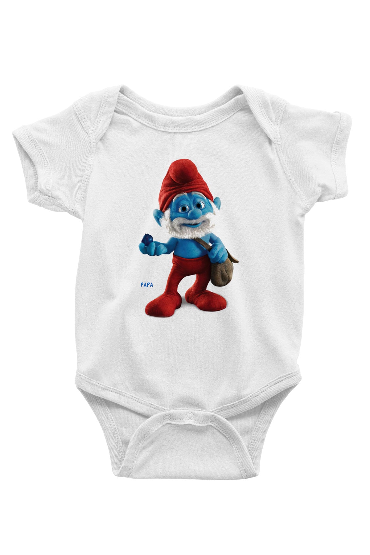 The Smurfs Şirinler Baskılı Beyaz Unisex Bebek Body - Zıbın
