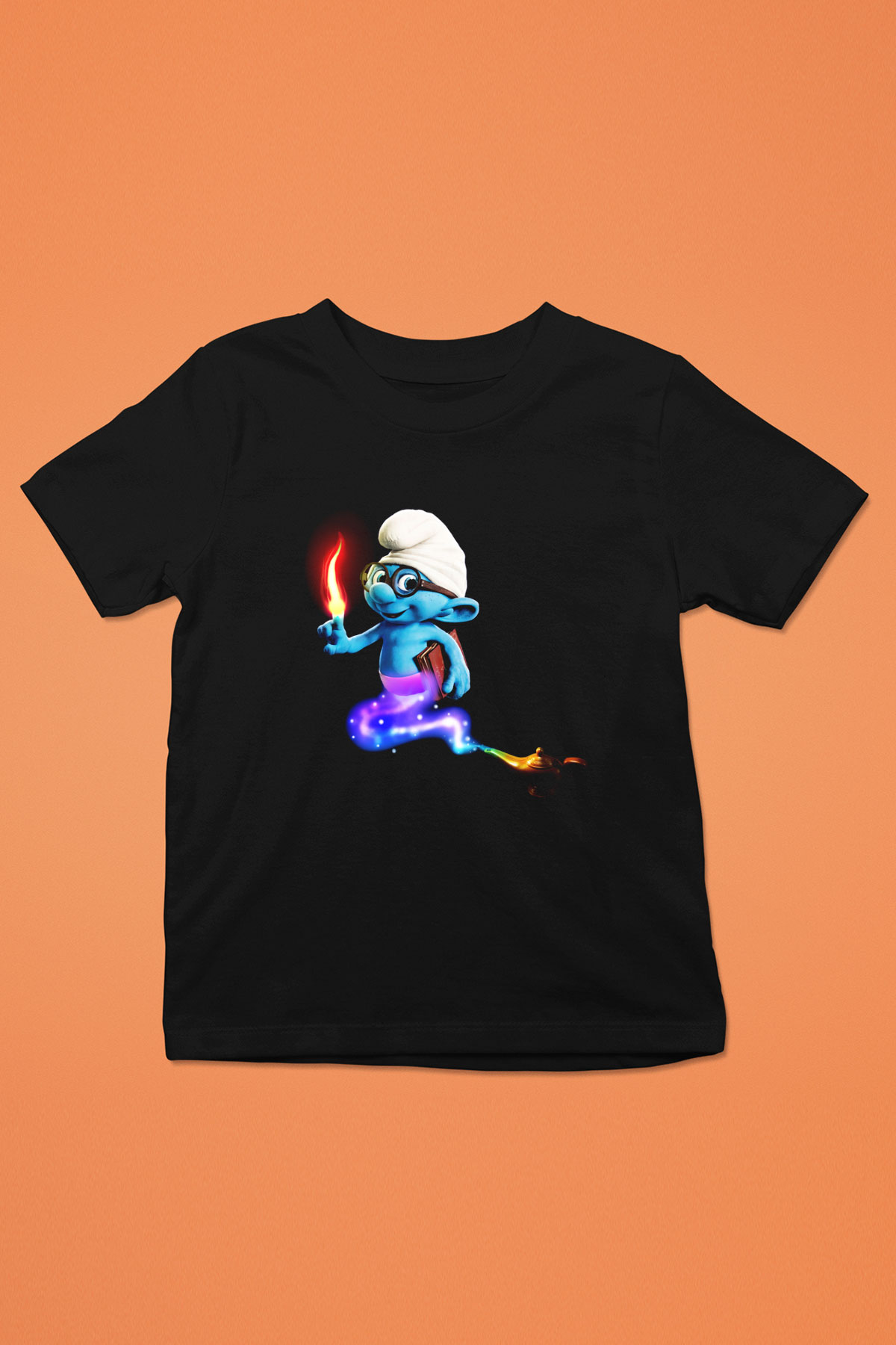 The Smurfs Şirinler Baskılı Siyah Unisex Çocuk Tişört