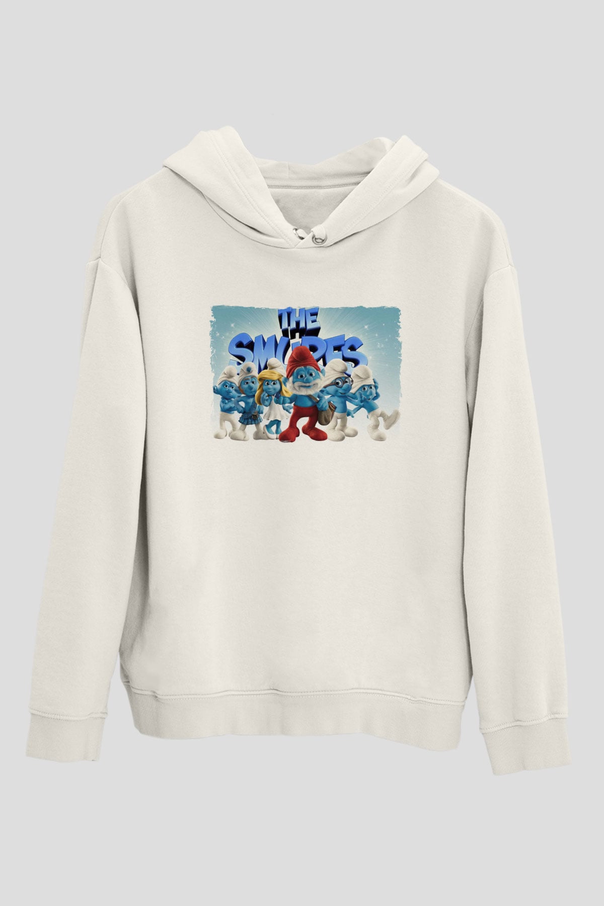 The Smurfs Şirinler Beyaz Unisex Hoodie