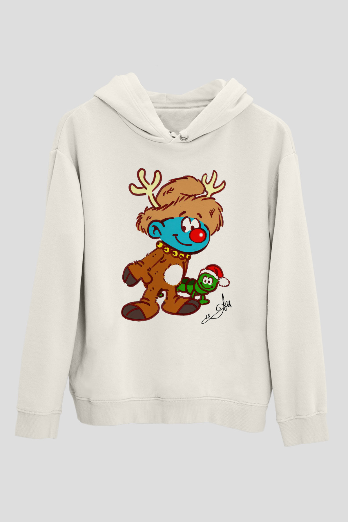 The Smurfs Şirinler Beyaz Unisex Kapşonlu Sweatshirt
