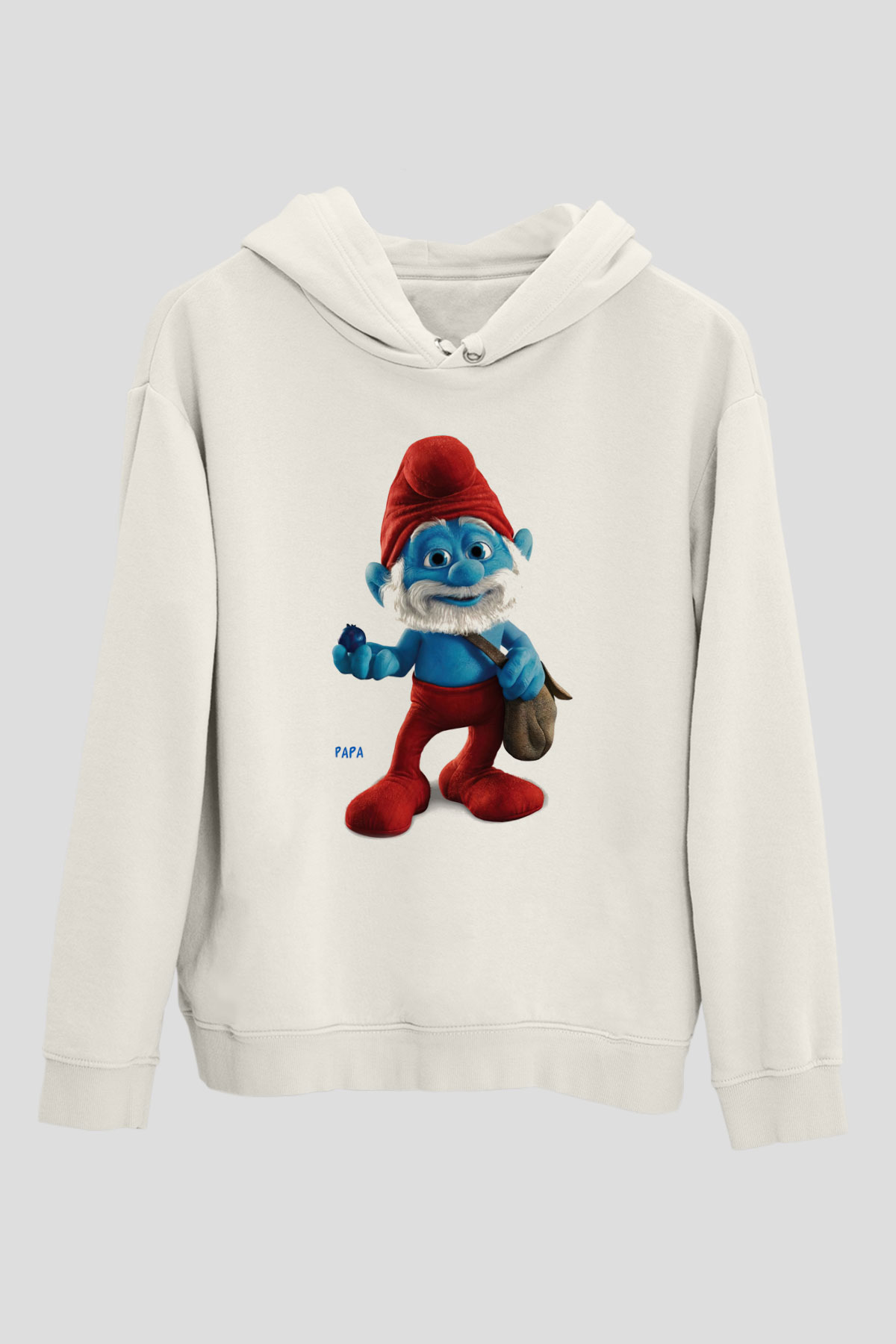 The Smurfs Şirinler Beyaz Unisex Kapşonlu Sweatshirt