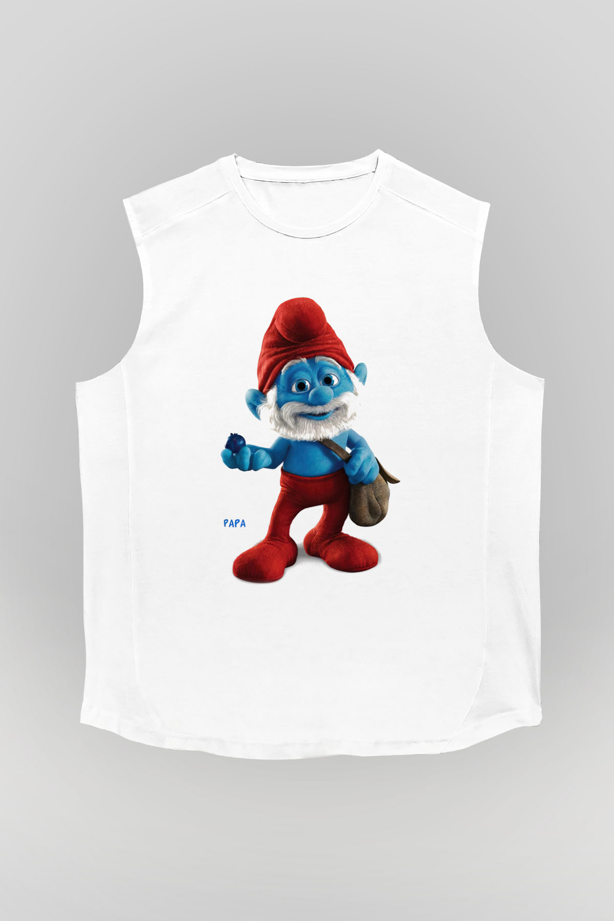 The Smurfs Şirinler Beyaz Unisex Kolsuz Tişört