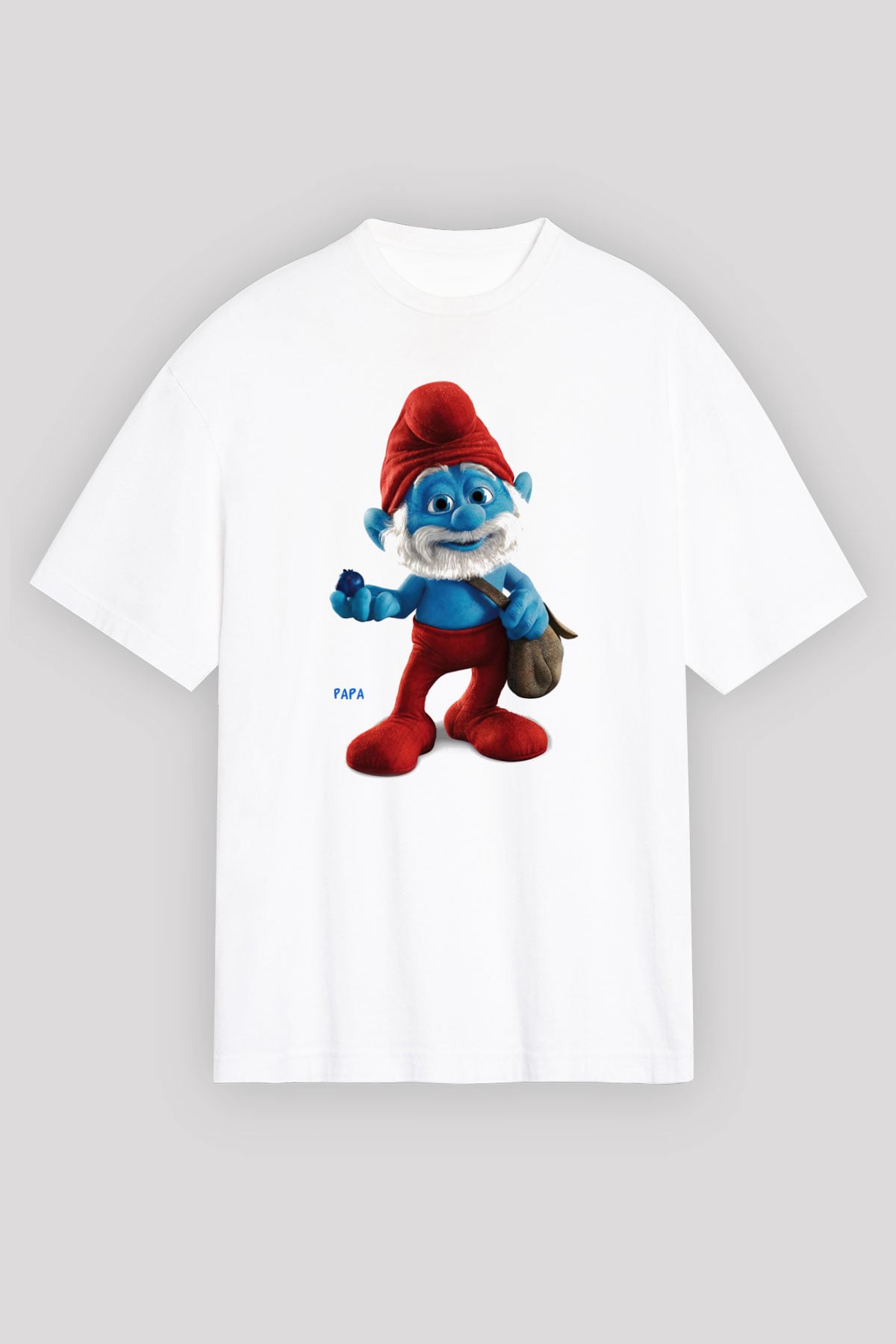The Smurfs Şirinler Beyaz Unisex Oversize Tişört