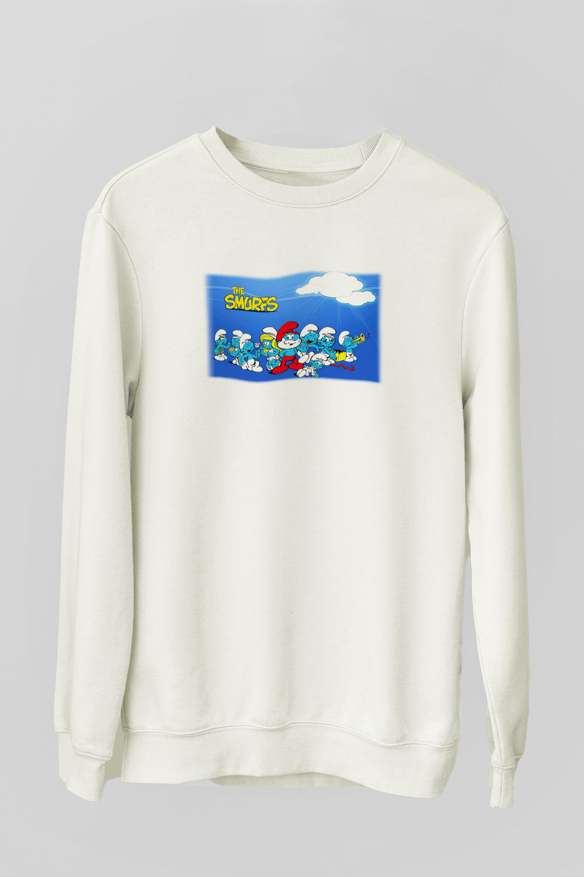 The Smurfs Şirinler Beyaz Unisex Sweatshirt
