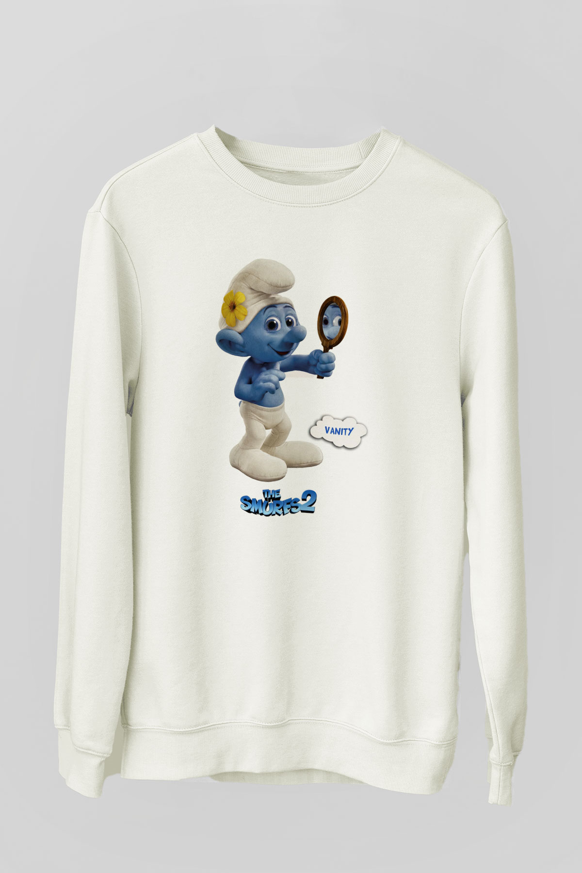 The Smurfs Şirinler Beyaz Unisex Sweatshirt
