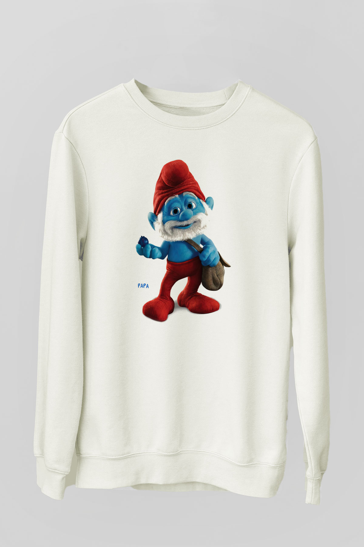 The Smurfs Şirinler Beyaz Unisex Sweatshirt