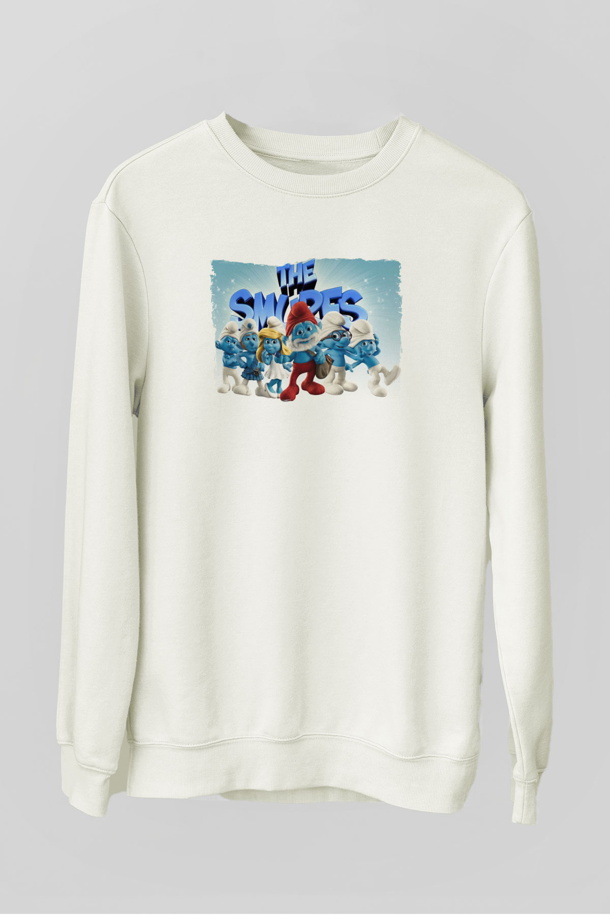 The Smurfs Şirinler Beyaz Unisex  Sweatshirt