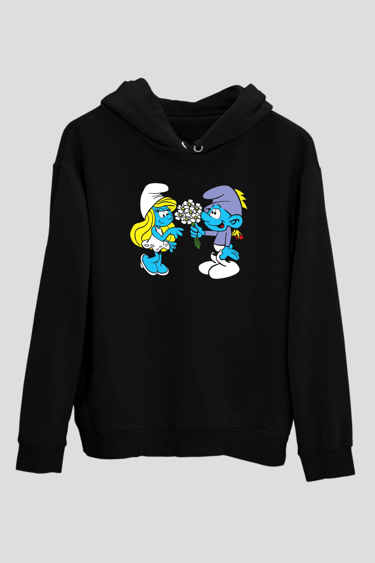 The Smurfs Şirinler Siyah Unisex Hoodie