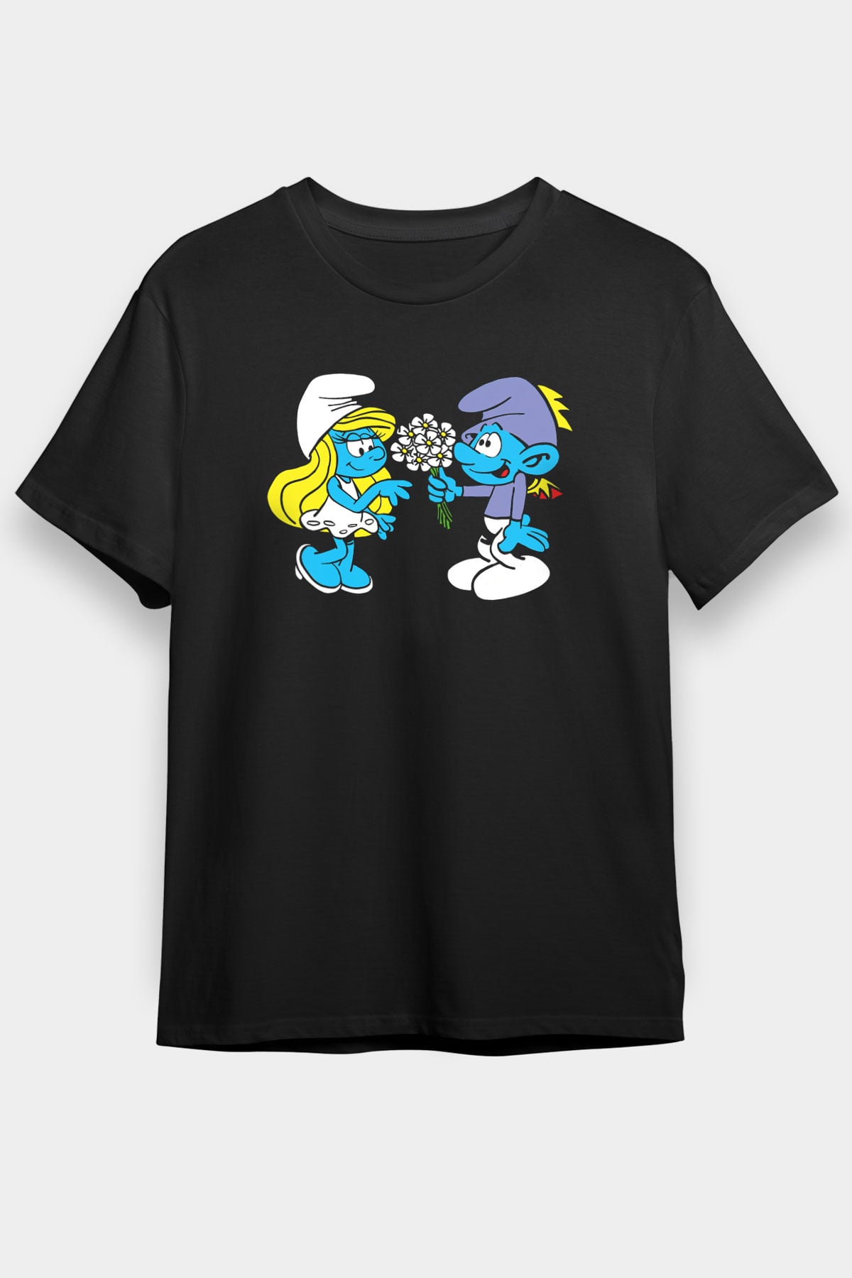 The Smurfs Şirinler Siyah Unisex Tişört