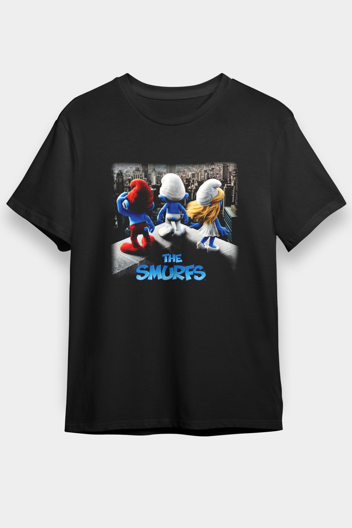 The Smurfs Şirinler Siyah Unisex Tişört