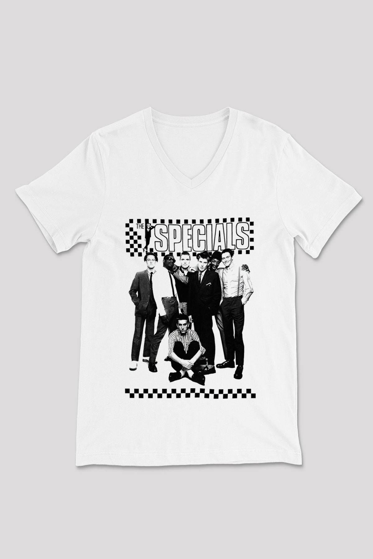The Specials Beyaz Unisex V Yaka Tişört T-Shirt