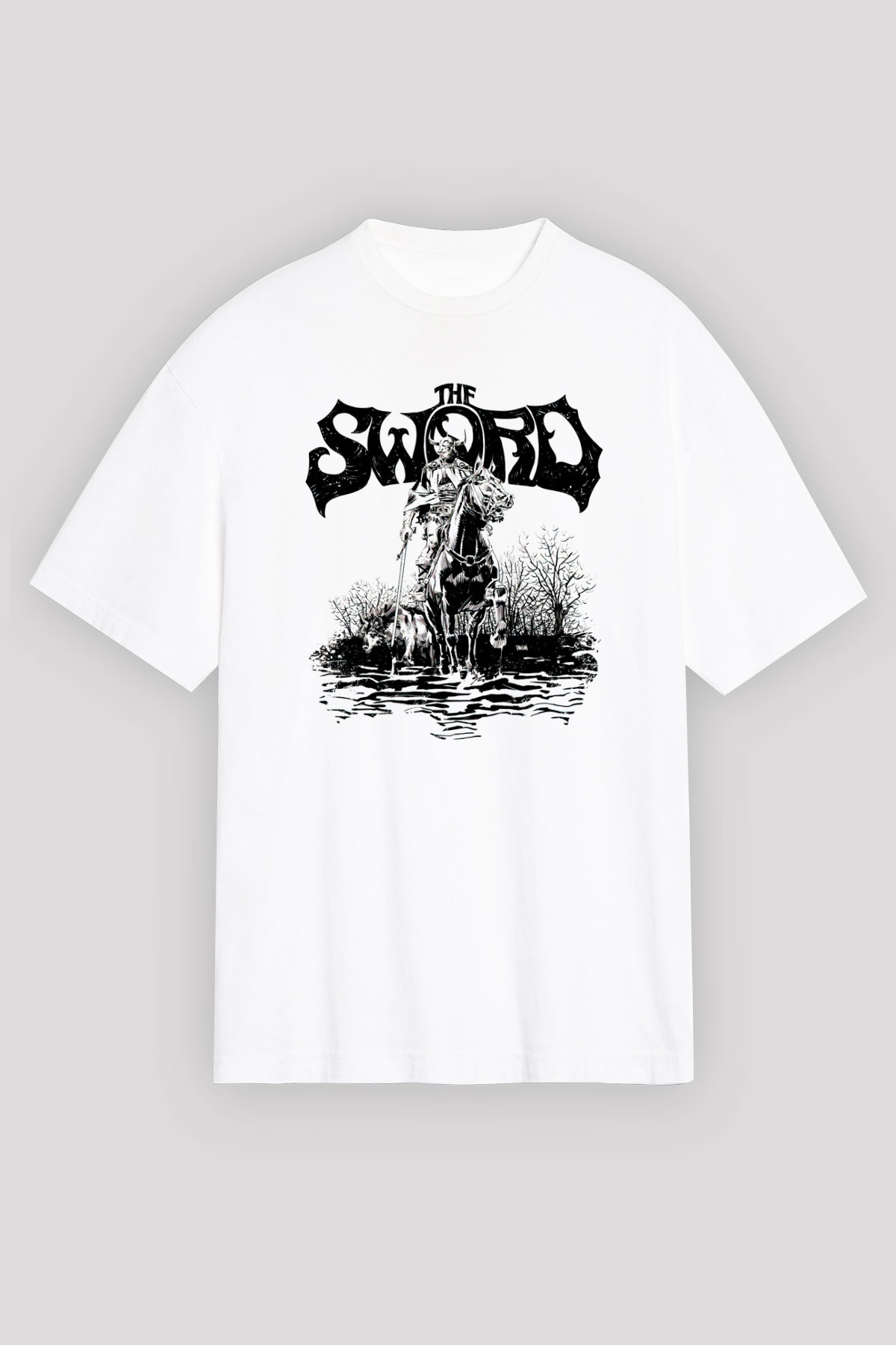The Sword Beyaz Unisex Oversize Tişört T-Shirt