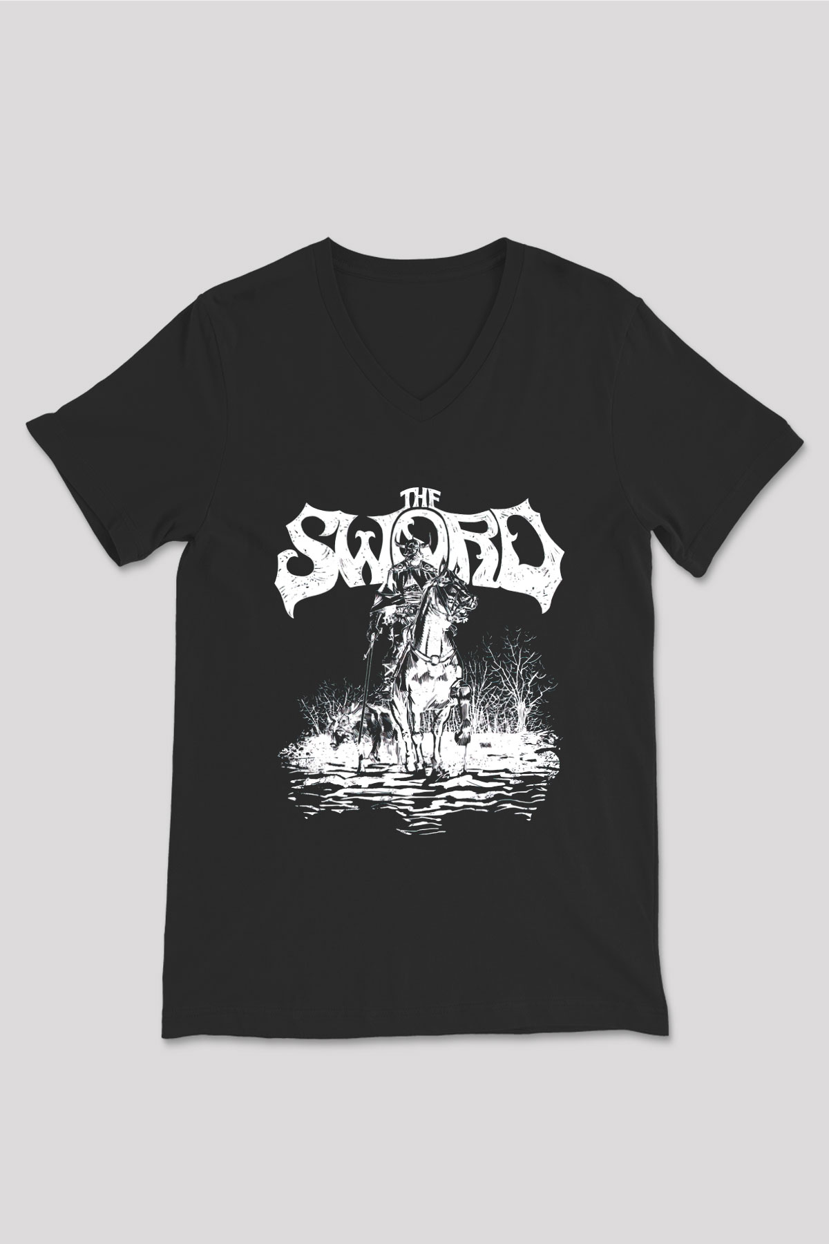 The Sword Siyah Unisex V Yaka Tişört T-Shirt