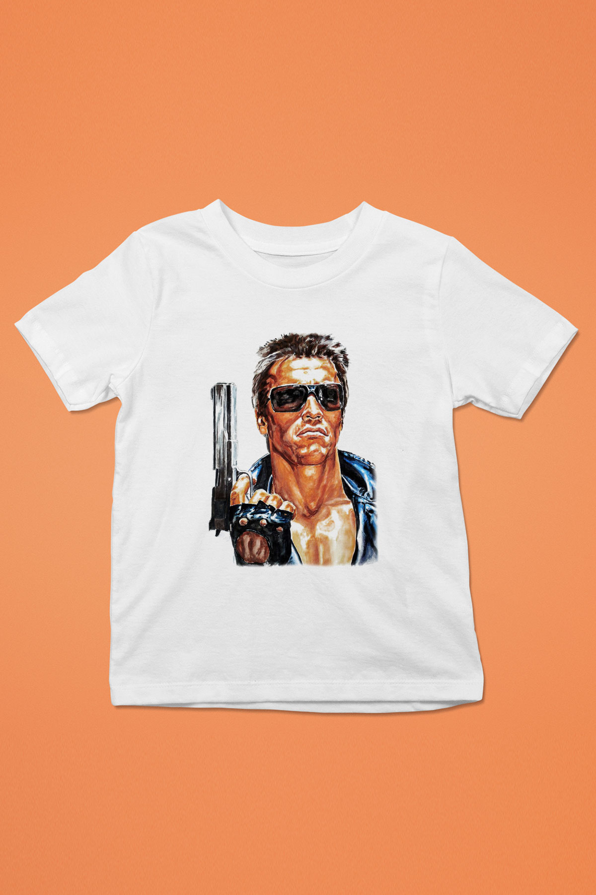 The Terminator Baskılı Beyaz Unisex Çocuk Tişört