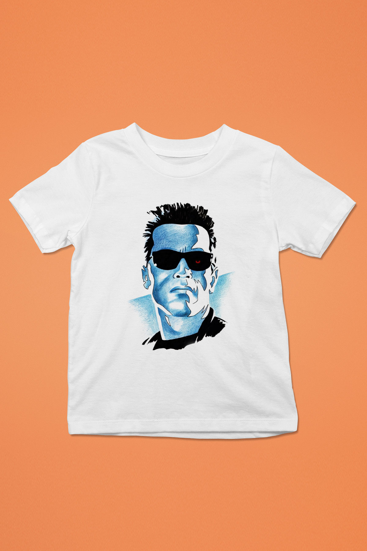 The Terminator Baskılı Beyaz Unisex Çocuk Tişört