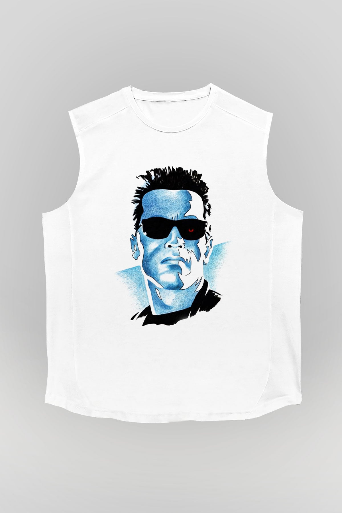 The Terminator Beyaz Unisex Kolsuz Tişört
