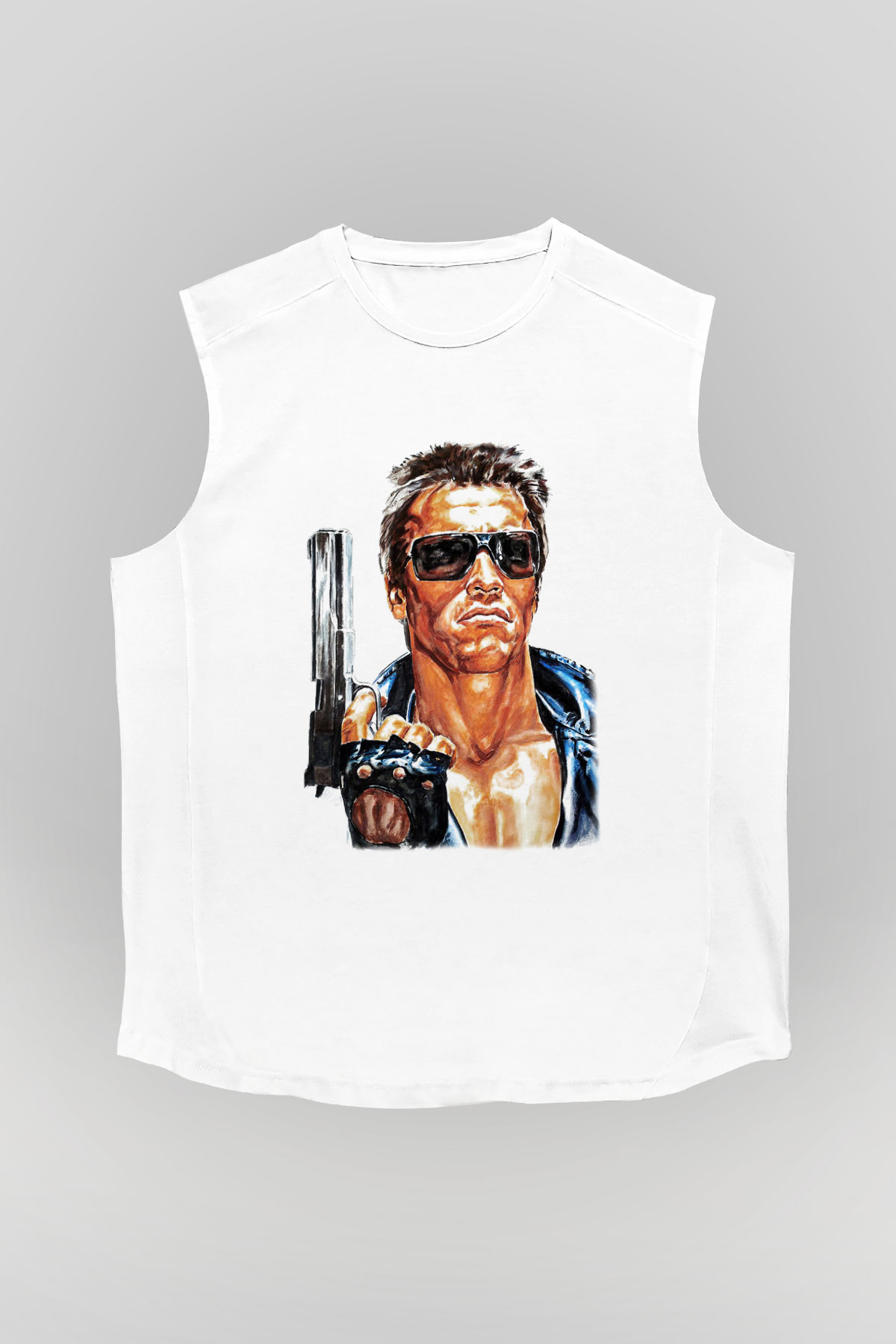 The Terminator Beyaz Unisex Kolsuz Tişört