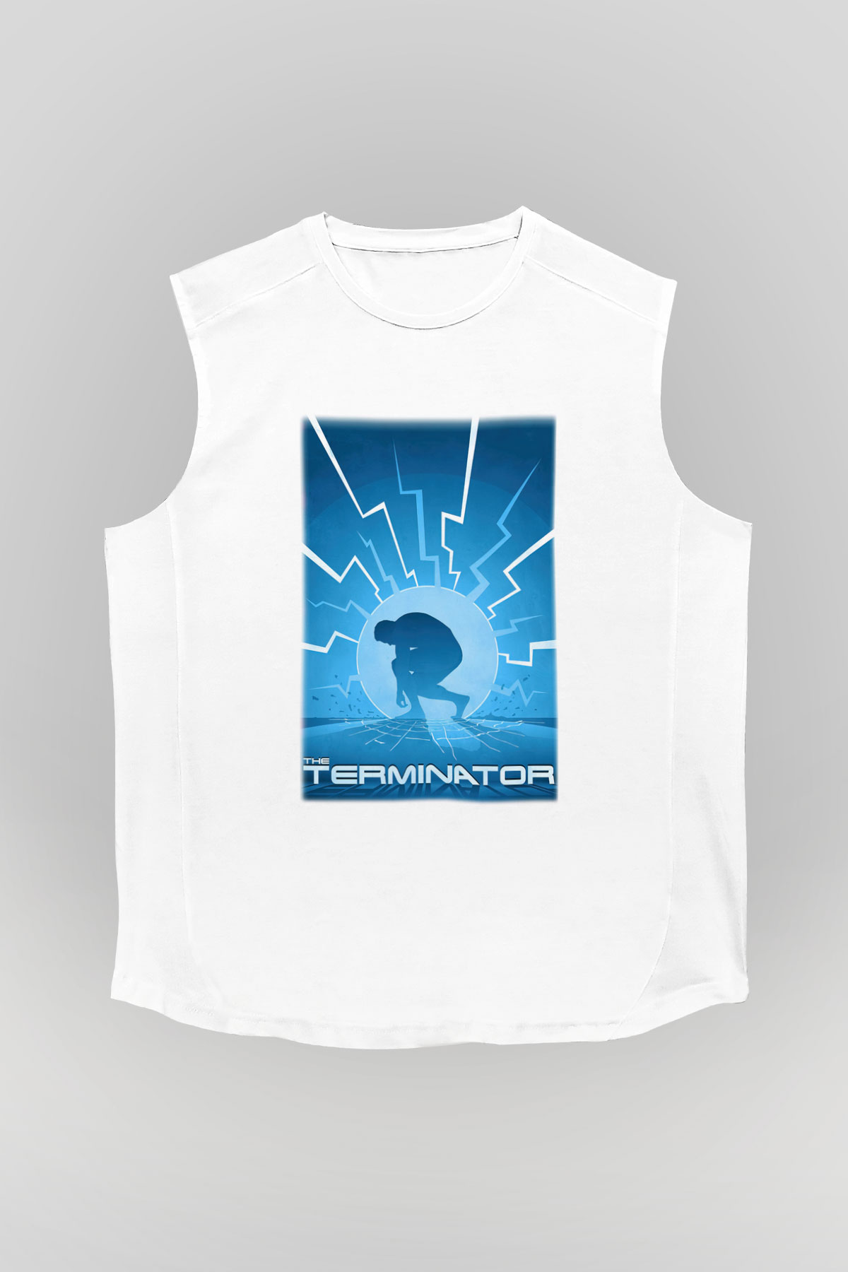 The Terminator Beyaz Unisex Kolsuz Tişört