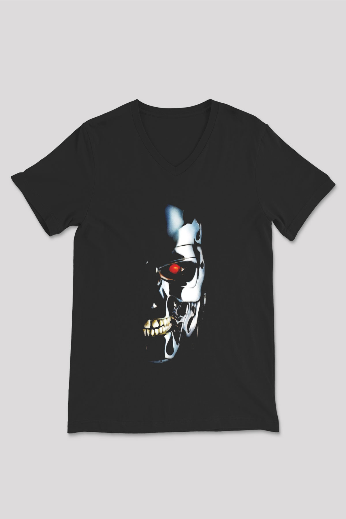 The Terminator Siyah Unisex V Yaka Tişört T-Shirt