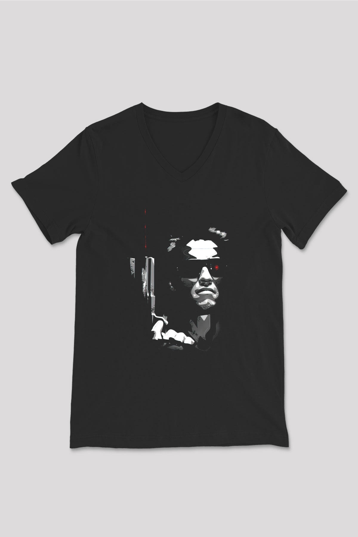 The Terminator Siyah Unisex V Yaka Tişört T-Shirt