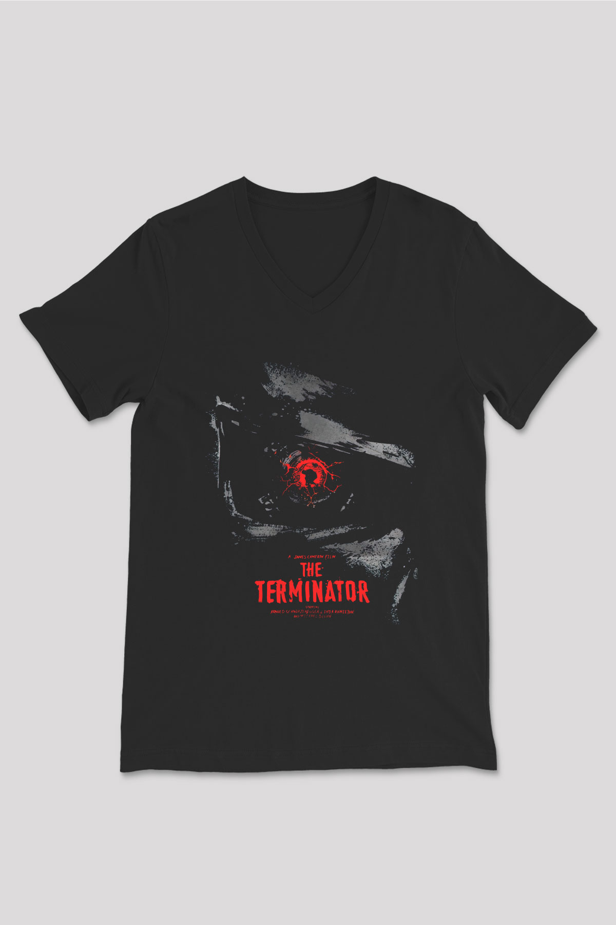 The Terminator Siyah Unisex V Yaka Tişört T-Shirt