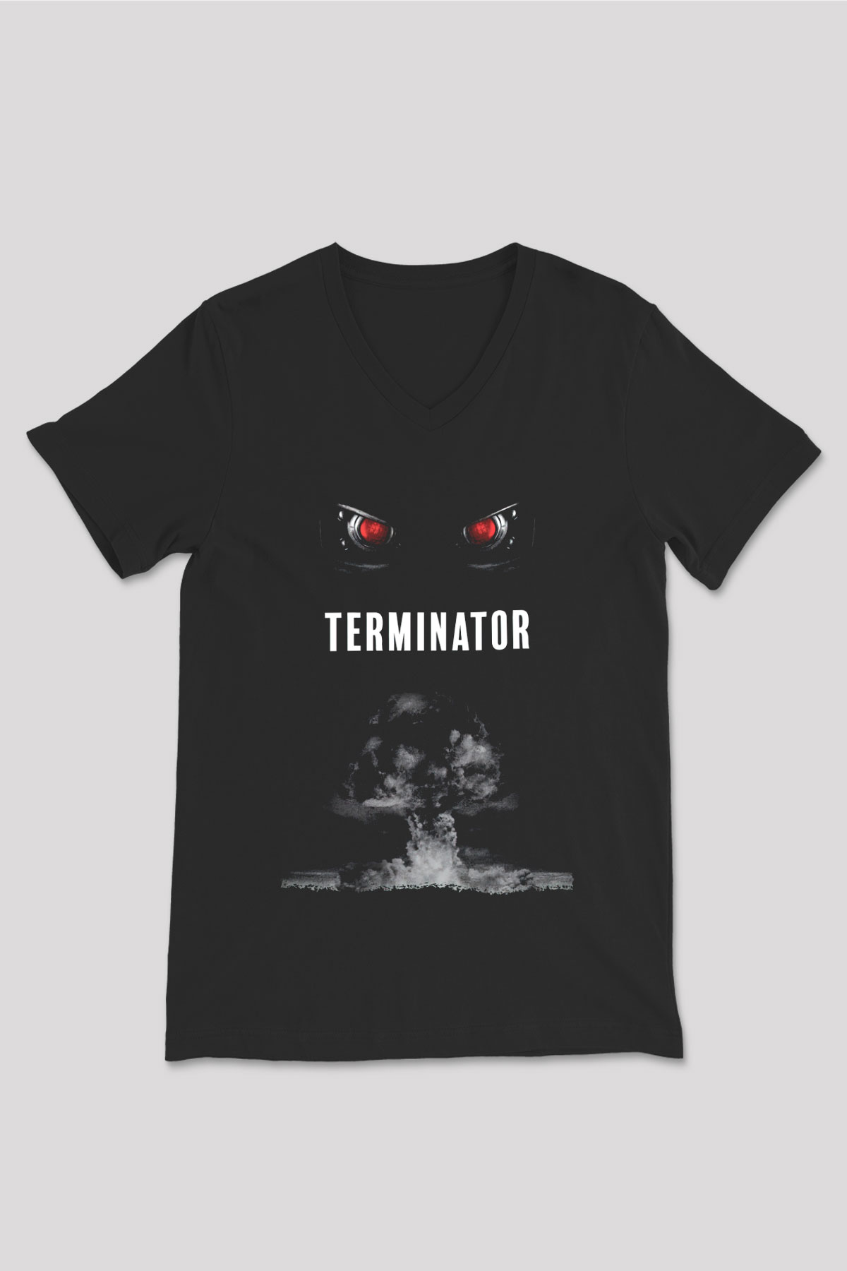 The Terminator Siyah Unisex V Yaka Tişört