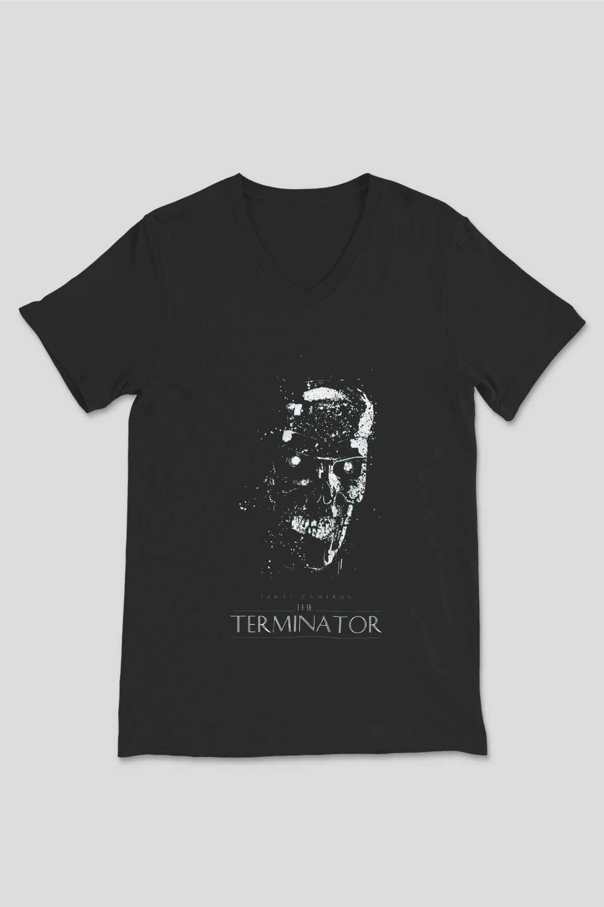 The Terminator Siyah Unisex V Yaka Tişört