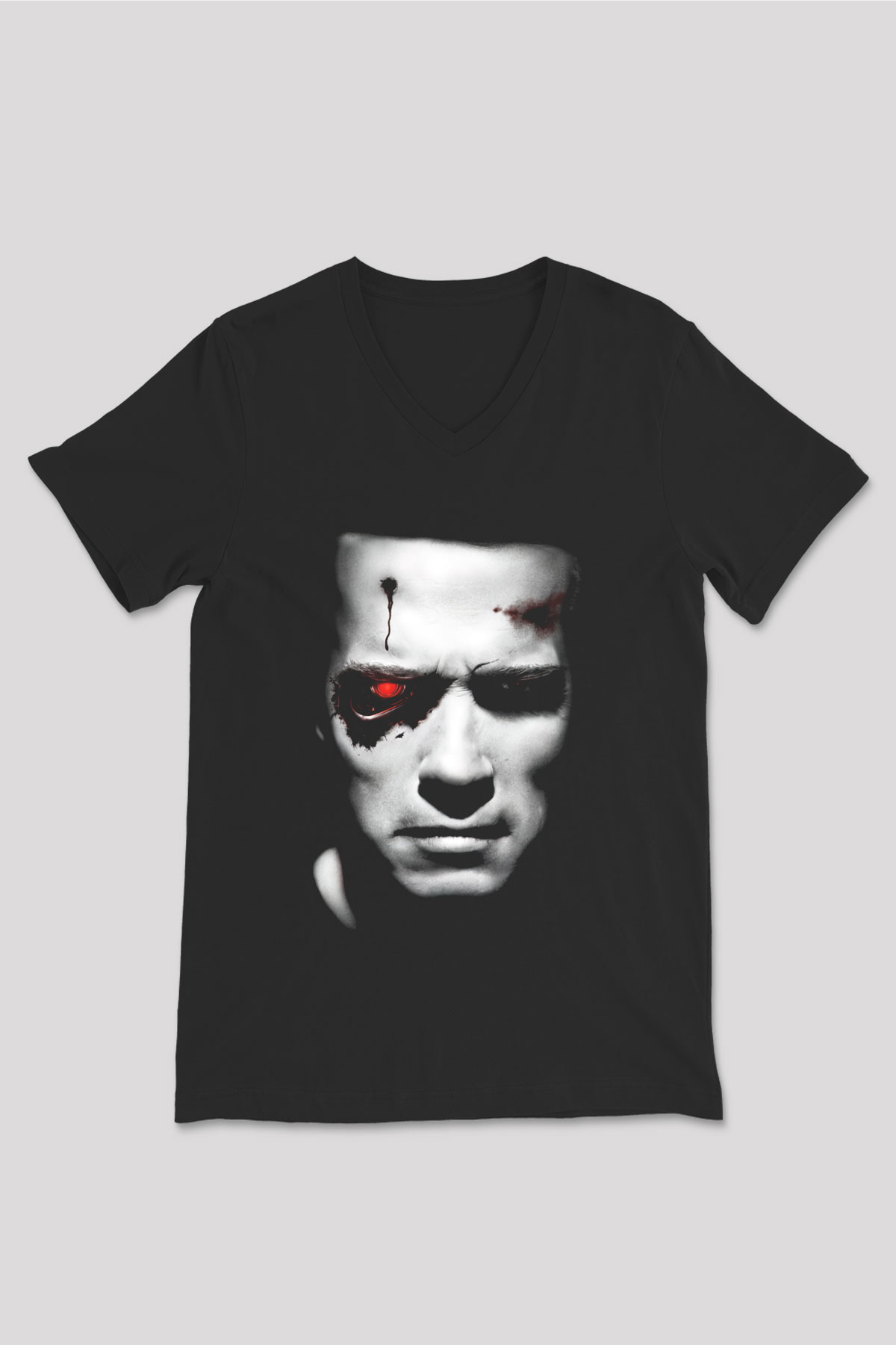 The Terminator Siyah Unisex V Yaka Tişört T-Shirt