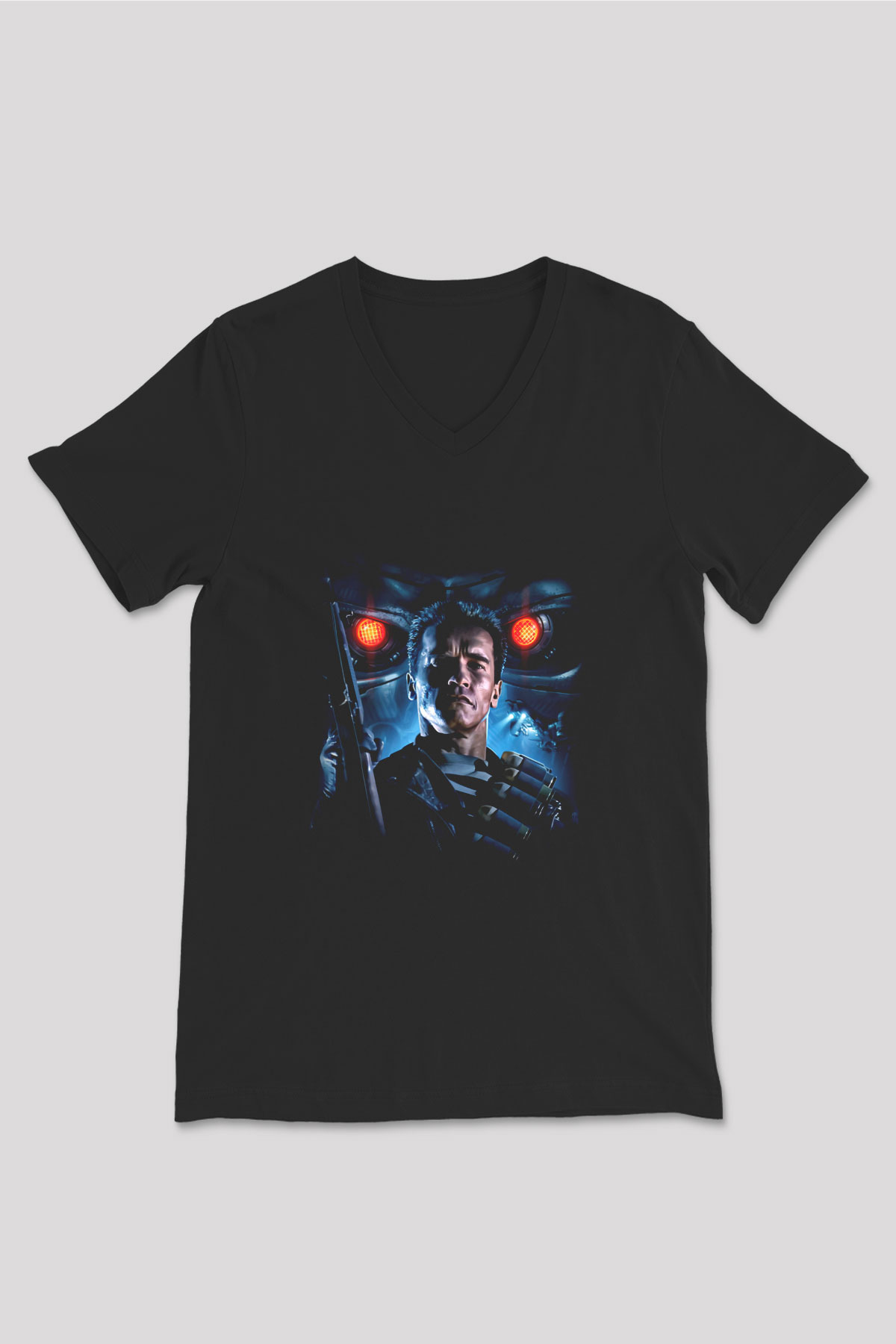 The Terminator Siyah Unisex V Yaka Tişört T-Shirt