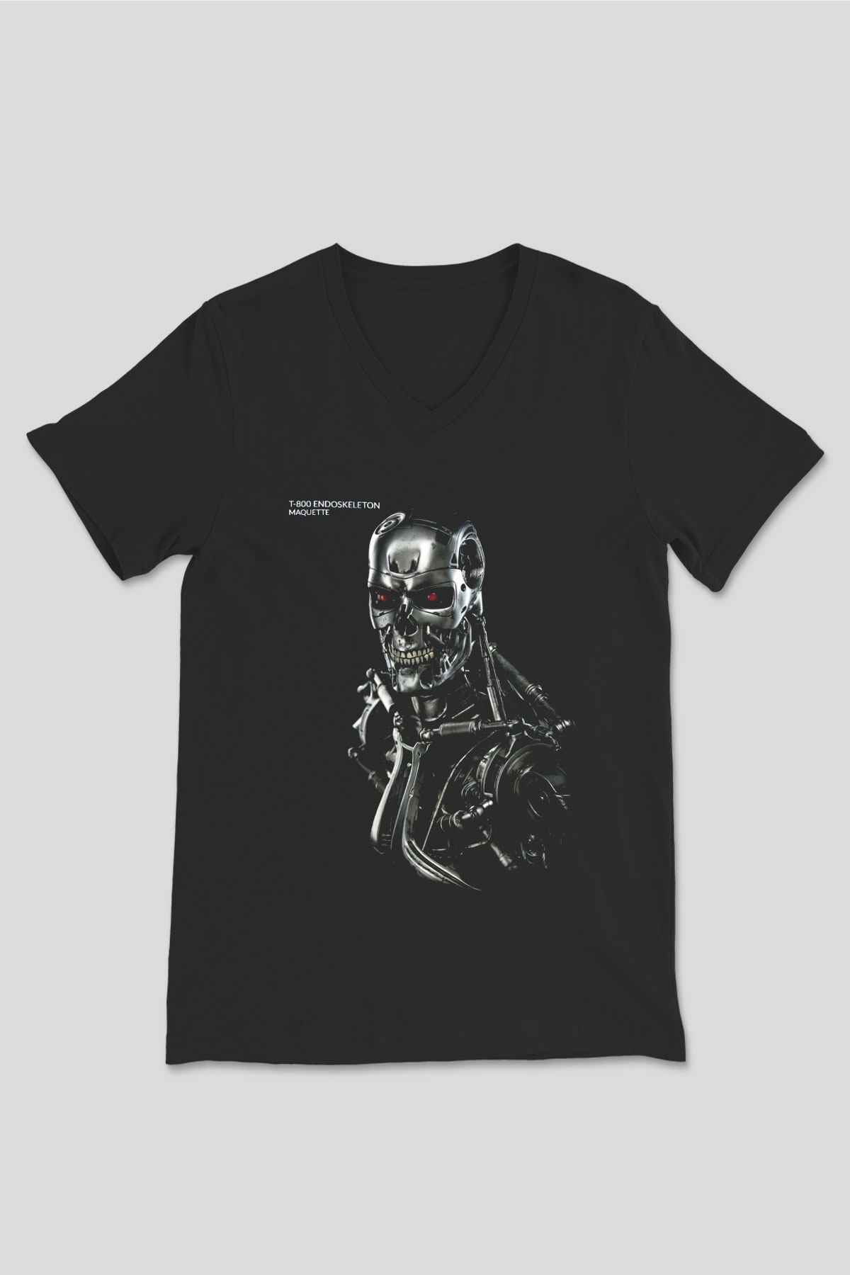 The Terminator Siyah Unisex V Yaka Tişört T-Shirt