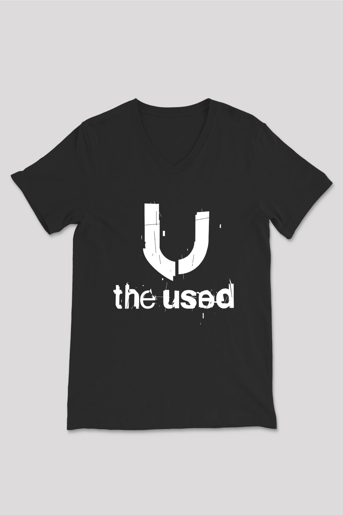 The Used Siyah Unisex V Yaka Tişört T-Shirt