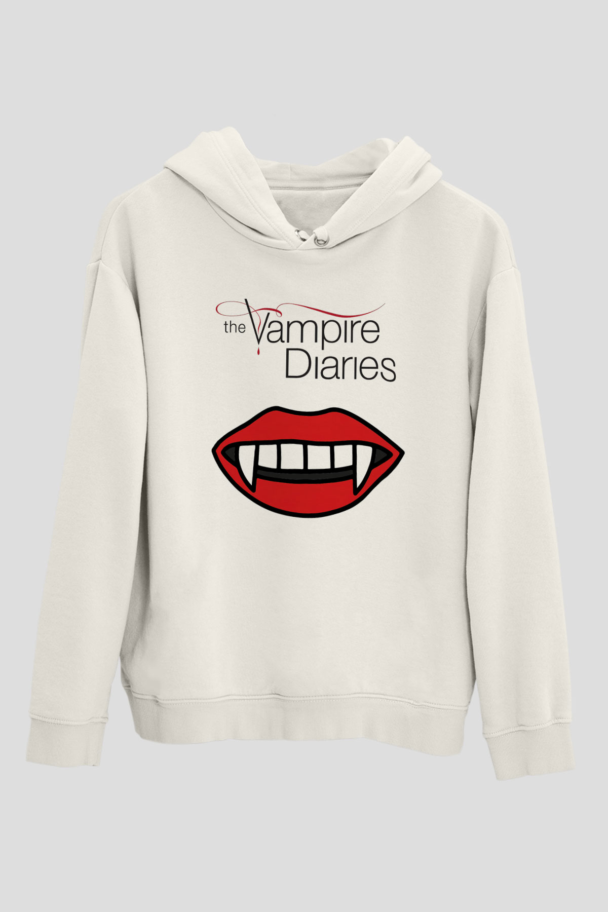 The Vampire Diaries Beyaz Unisex Kapşonlu Sweatshirt