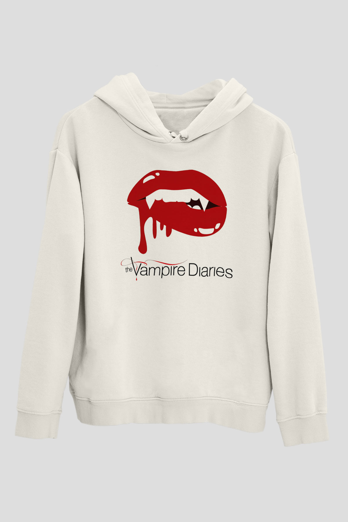 The Vampire Diaries Beyaz Unisex Kapşonlu Sweatshirt