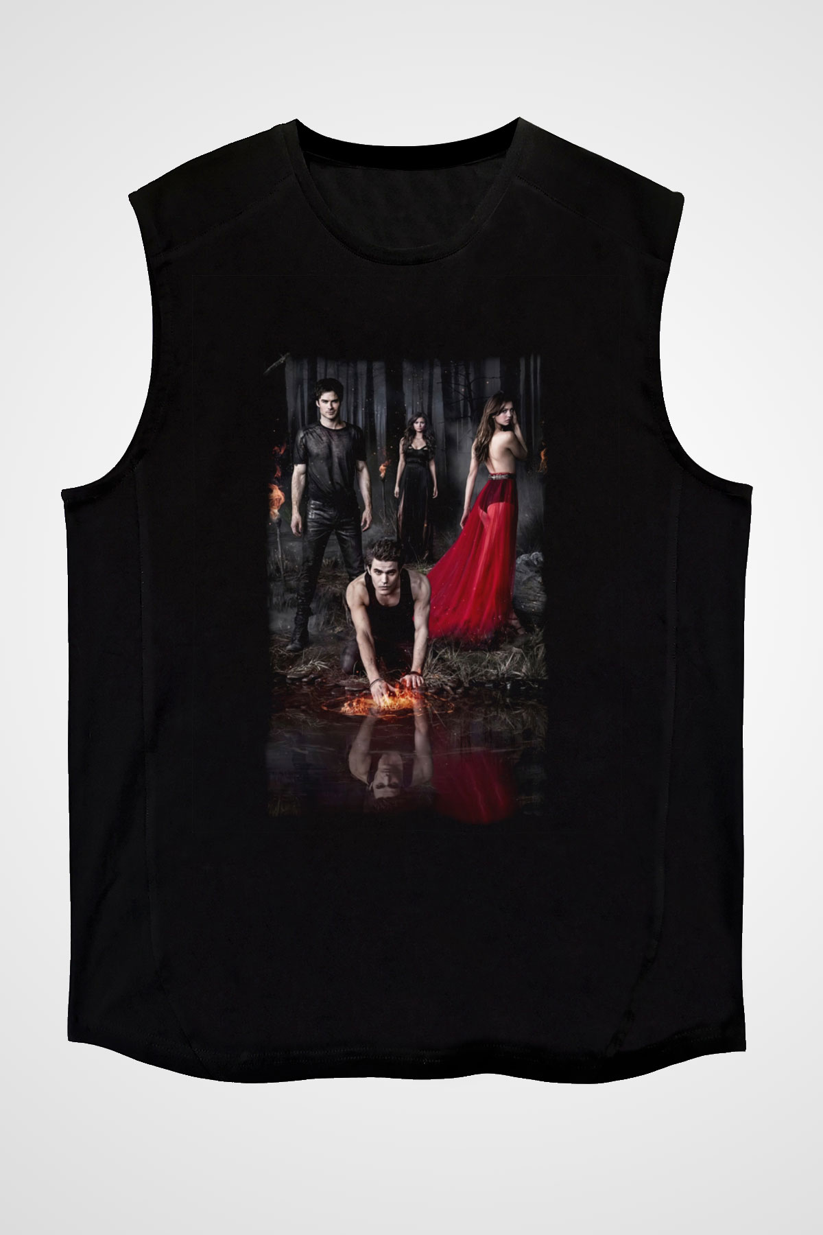 The Vampire Diaries Siyah Unisex Kolsuz Tişört