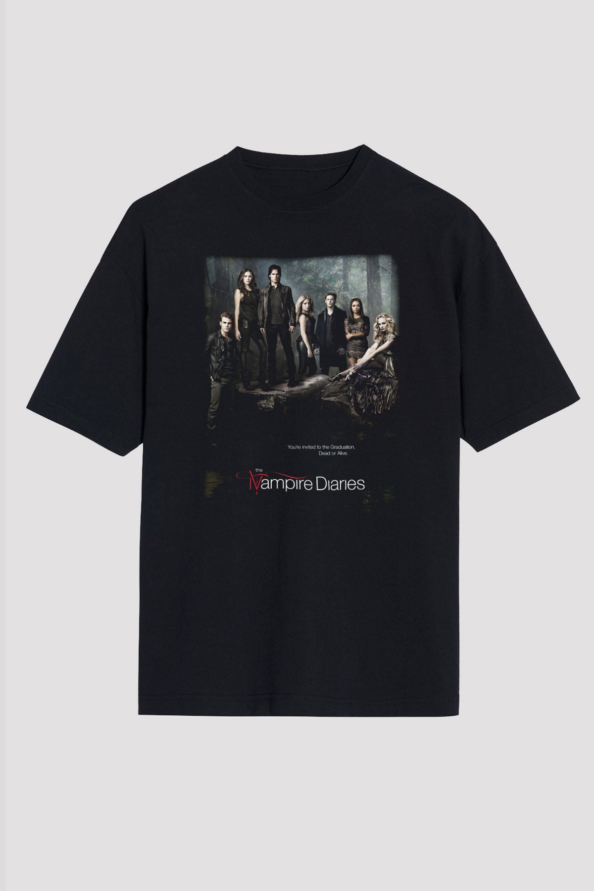 The Vampire Diaries Siyah Unisex Oversize Tişört T-Shirt