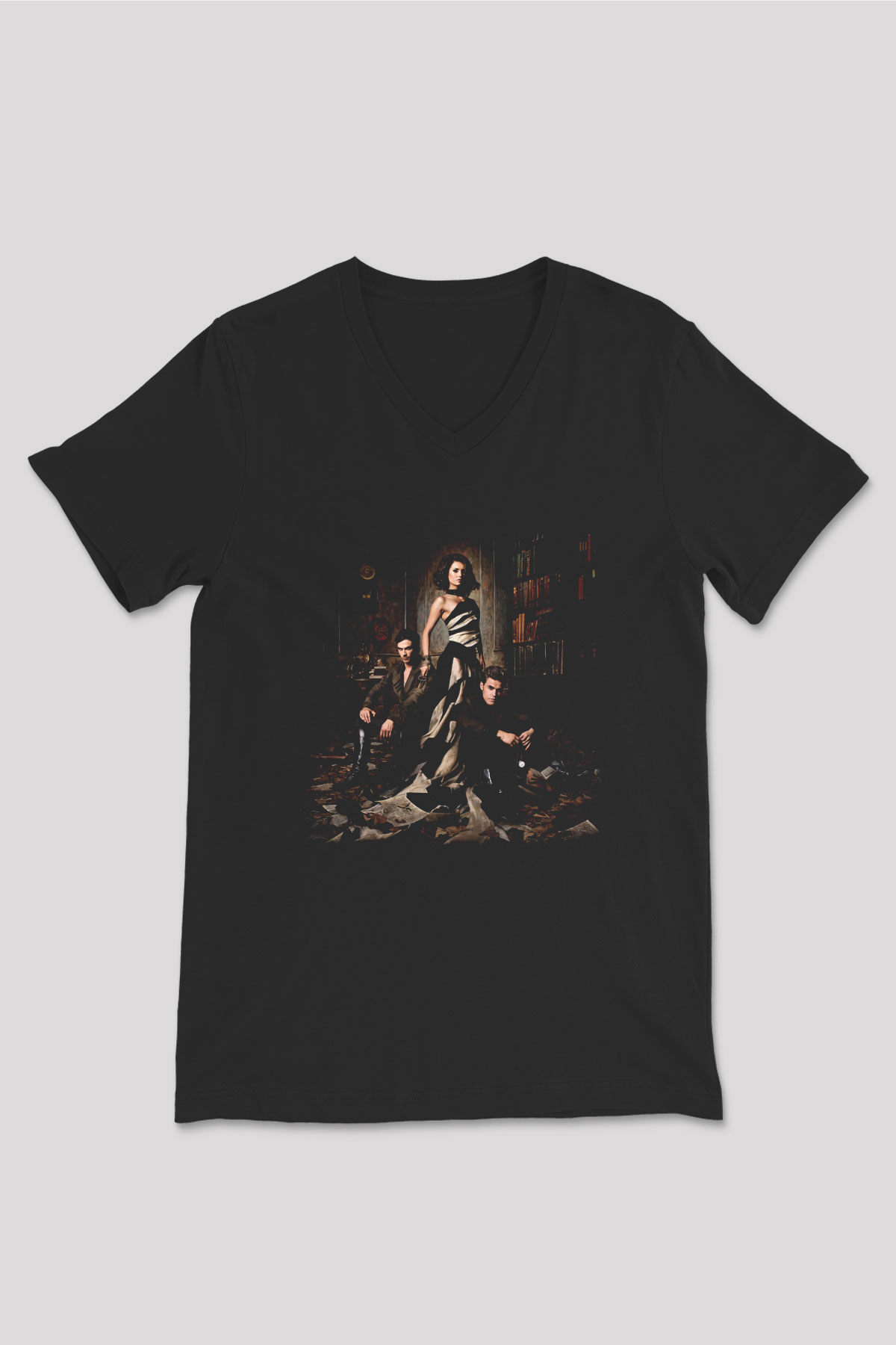 The Vampire Diaries Siyah Unisex V Yaka Tişört
