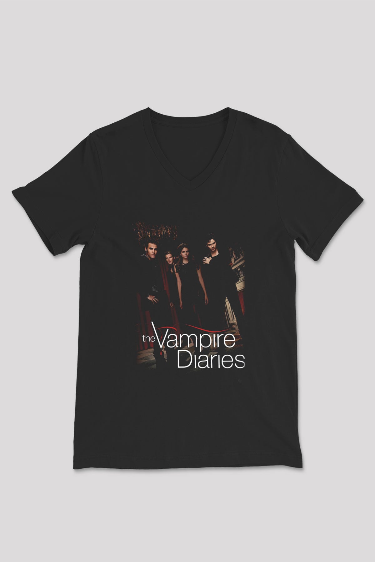 The Vampire Diaries Siyah Unisex V Yaka Tişört