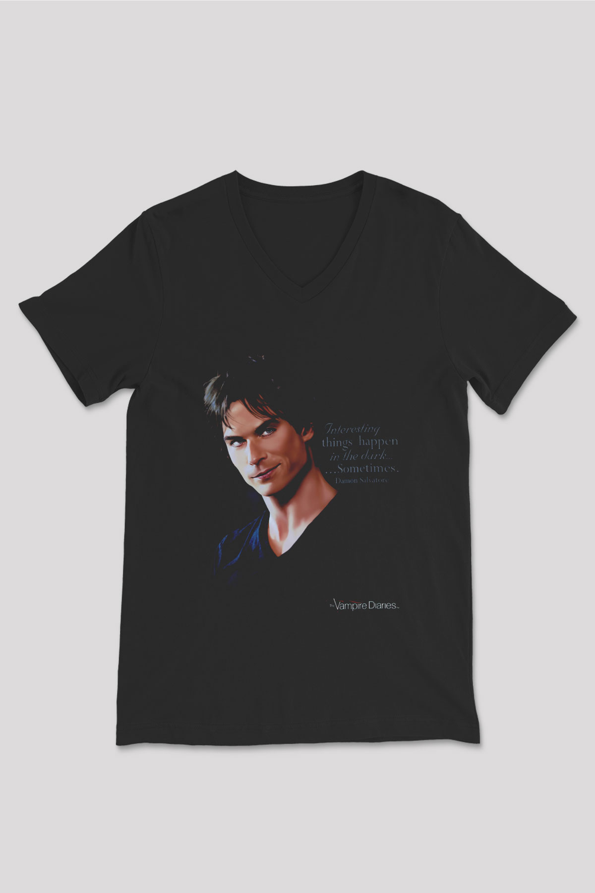 The Vampire Diaries Siyah Unisex V Yaka Tişört T-Shirt