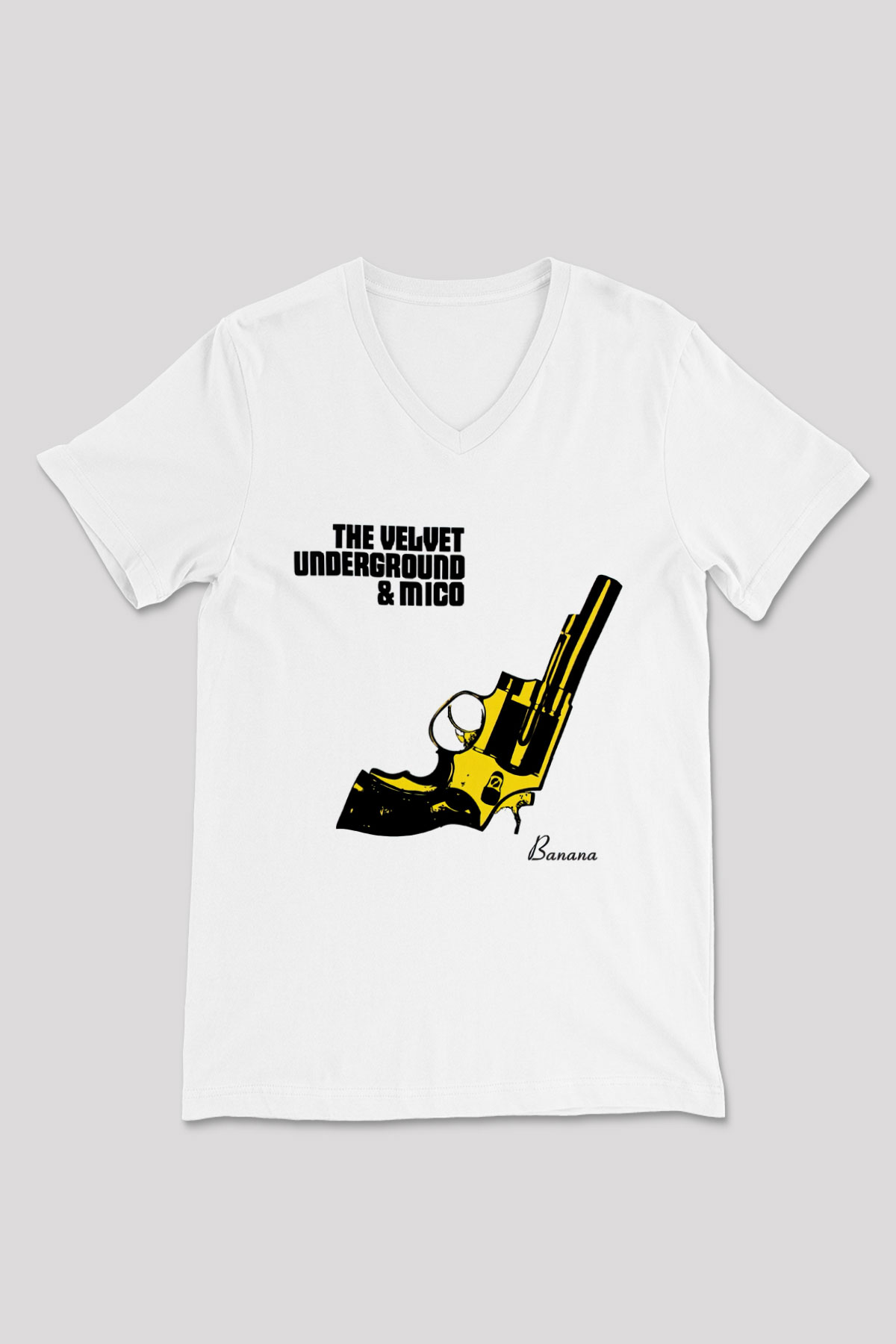 The Velvet Underground Beyaz Unisex V Yaka Tişört T-Shirt